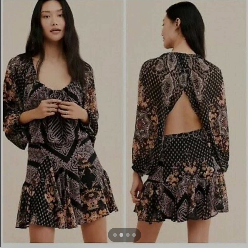 Free People Black and Brown Backless Dress